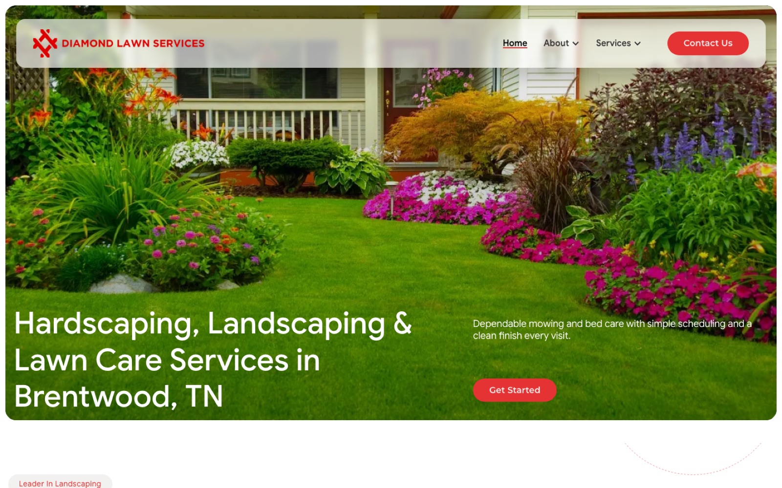 Diamond Lawn Services website homepage