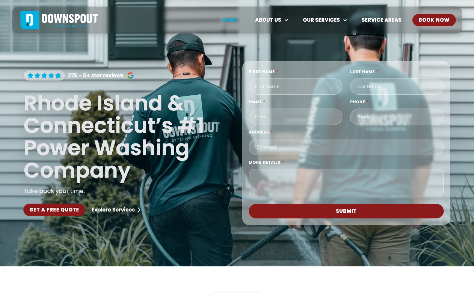 Downspout Services website homepage