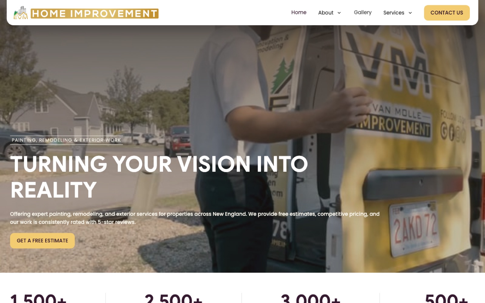 EVM Home Improvement website homepage