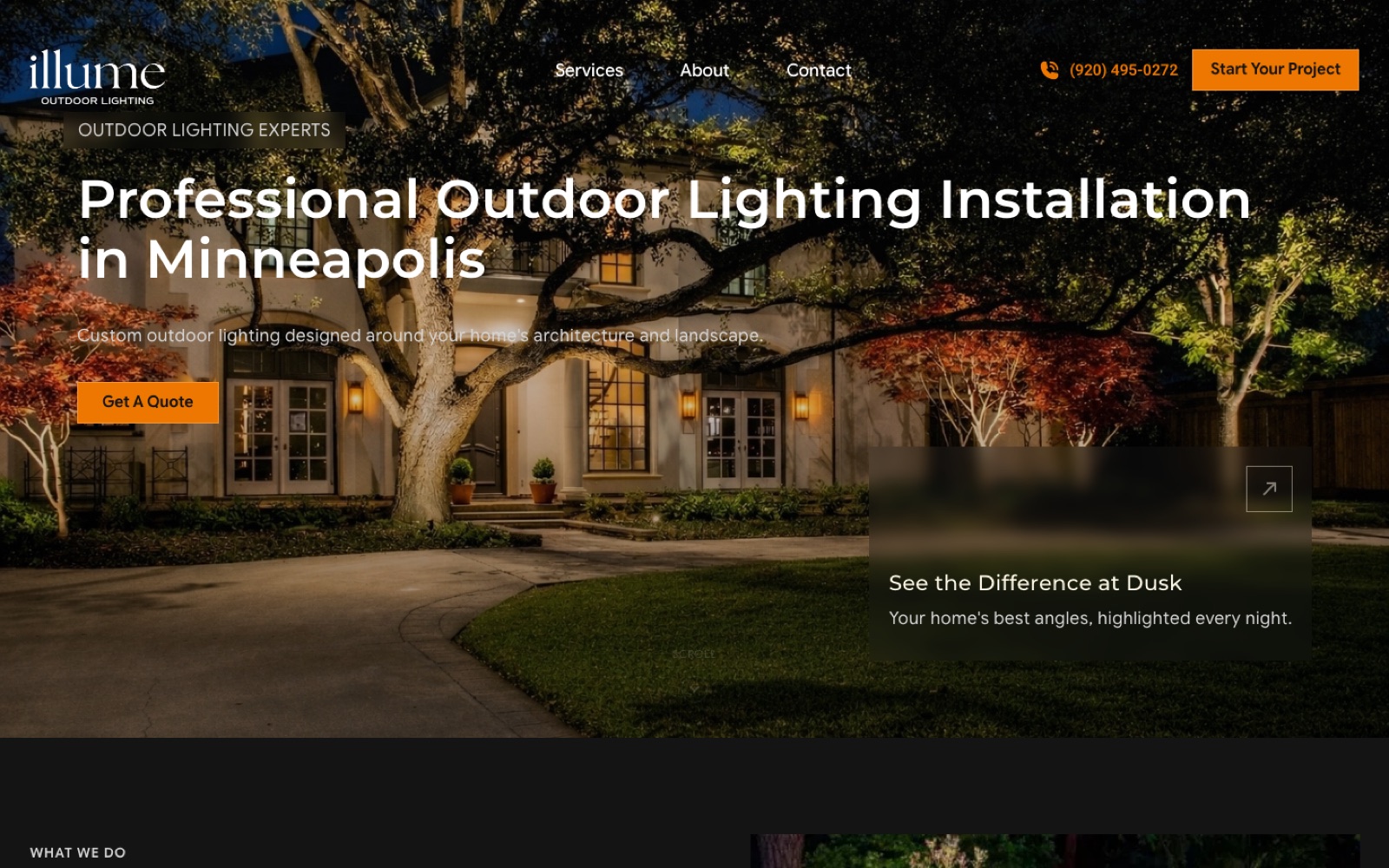 Illume Outdoor Lighting website homepage