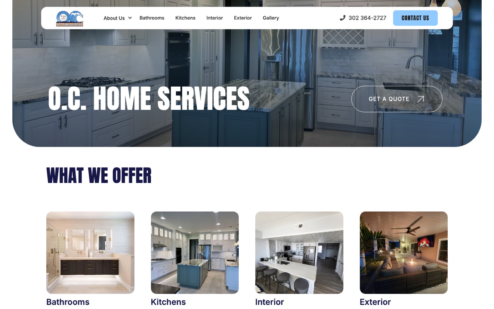 OC Home Services website homepage